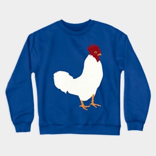 White Chicken with Red Comb Cut from Paper Crewneck Sweatshirt